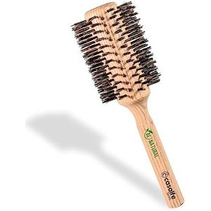 Casalfe Haarborstel van duurzaam hout, rond, wilde zwijnenharen, anti-kroes diameter XL voor lang haar en om een open golf te creëren.