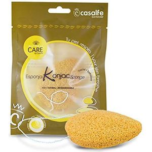 Casalfe Konjac natuurlijke spons voor het gezicht, 100% biologisch afbreekbaar voor zachte peeling – bevat rustgevende kurkuma