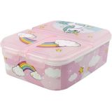 Unicorn - Regenboog - Broodtrommel - Multi - Stevig Materiaal - 3 Vakken