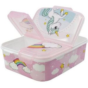 Lunchtrommel met Bestekvak Stor Unicorn Rainbow (6,7 x 16,5 x 19,5 cm)