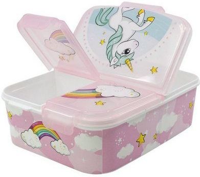 Unicorn - Regenboog - Broodtrommel - Multi - Stevig Materiaal - 3 Vakken