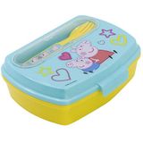 Stor RECHTHOEKIGE LUNCHBOX | CON CUBIERTOS PEPPA PIG