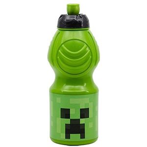 Stor Minecraft Kinderwaterfles van kunststof, lekvrij, 400 ml