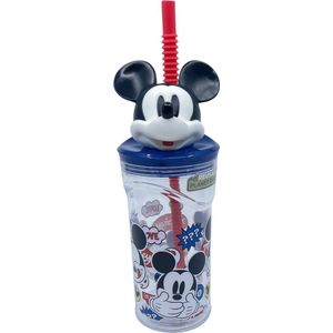 Stor Mickey Mouse Herbruikbare kinderbeker met rietje en deksel met 3D-figuur en 360 ml inhoud