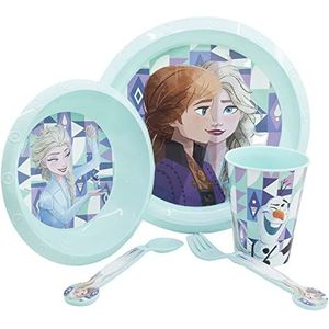 Frozen Ice Magic Kindertafelset, 5-delig, borden, kom, glas 260 ml en bestek, BPA-vrij