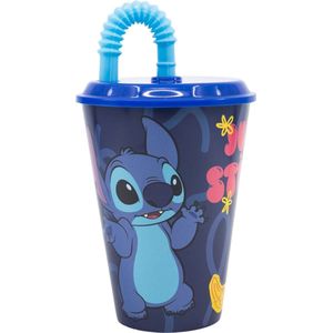 stor HERBRUIKBARE MOP VOOR KINDEREN MET BPA-vrij plastic rietje, 430 ml | STITCH PALMS