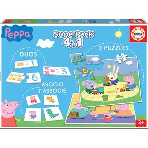 Educa - Peppa Pig SuperPack Multi Games: 4-in-1 voor kinderen en volwassenen. Aanbevolen vanaf 3 jaar (16229)