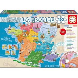 Departments and Regions of France Plat Map Puzzle (150 Pieces)
