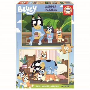 2er-Set Kinder Holz-Puzzles BLUEY EDUCA
