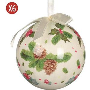 Guirma 28009 Doos van 6 Gelakte kerstballen Holly 60 mm, Diverse Unieke