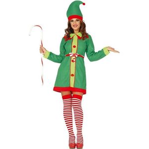 Guirma - Kerst & Oud & Nieuw Kostuum - Elfie De Elf - Vrouw - Groen - Maat 38-40 - Kerst - Verkleedkleding