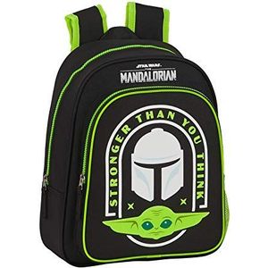 Safta 612041524 schoolrugzak voor kinderen The Mandalorian, zwart/fluor groen, Eén maat, Dagrugzak