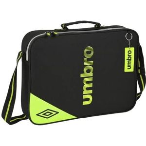 Umbro Essentials portemonnee voor school, 380 x 60 x 280 mm, zwart/limoen, One size