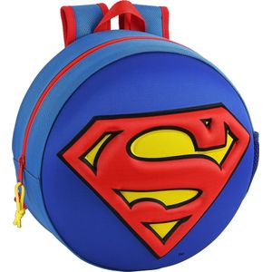3D-rugzak, rond, Superman, 310 x 100 x 310 mm, blauw/rood/geel, One size