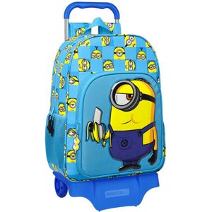 Schoolrugzak met Wielen Minions Minionstatic Blauw (33 x 42 x 14 cm)