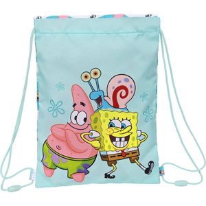 Rugtas met Koordjes Spongebob Stay positive Blauw Wit (26 x 34 x 1 cm)