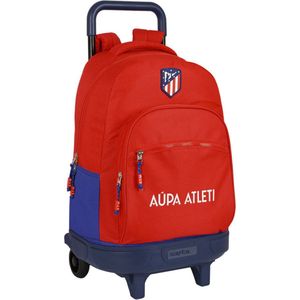 Safta, Atlético de Madrid, grote rugzak met wielen, compact, afneembaar, 330 x 220 x 450 mm, uniseks, voor kinderen, rood en marineblauw, standaard, rood en marineblauw, Standaard