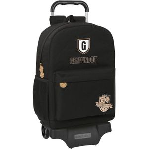 Safta Harley Potter Grote rugzak met trolley, ideaal voor kinderen van verschillende leeftijden, comfortabel en veelzijdig, kwaliteit en duurzaamheid, 30 x 14 x 43 cm, zwart, Zwart, Standaard, Casual