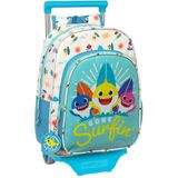 Schoolrugzak met Wielen Baby Shark Surfing Blauw Wit 26 x 34 x 11 cm