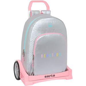 Safta With Trolley Evolution Benetton Backpack Zilver