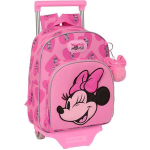 Safta Minnie Mouse Loving Kinderrugzak met trolley 705, ideaal voor kinderen van verschillende leeftijden, comfortabel en veelzijdig, kwaliteit en weerstand, 28 x 10 x 34 cm, kleur roze,, Roze,