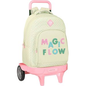 Glowlab Magic Flow Grote rugzak met wielen, compact Evolution, afneembaar, ideaal voor kinderen van verschillende leeftijden, comfortabel en veelzijdig, kwaliteit en weerstand, 33 x 22 x 45 cm, beige, Beige, Standaard, casual
