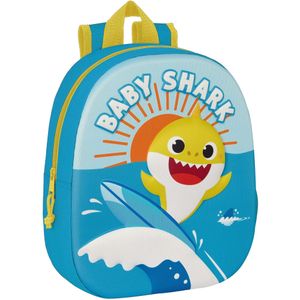 Baby Shark Rugzak, 3D Surf - 33 x 27 x 10 cm - Polyester - 33x27x10 - Blauw