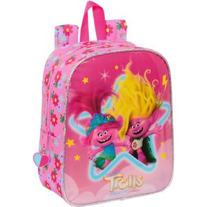 Safta TROLLS 3 Kinderrugzak, schooltas, aanpasbaar, ideaal voor de kleuterschool, comfortabel en veelzijdig, kwaliteit en weerstand, 22 x 10 x 27 cm, roze, 3, Roze, Casual