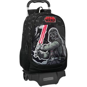 Star Wars The Fighter Schoolrugzak met trolley, ideaal voor kinderen van verschillende leeftijden, comfortabel en veelzijdig, kwaliteit en duurzaamheid, 33 x 15 x 43 cm, zwart, Zwart, Standaard,