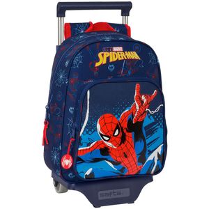 Safta With Trolley Wheels Spider-man Neon Backpack Blauw