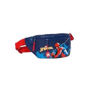 Safta Spiderman Neon Heuptas met buitenvak, ideaal voor jongeren en kinderen van verschillende leeftijden, comfortabel en veelzijdig, kwaliteit en sterkte, 23 x 9 x 12 cm, kleur: marineblauw, blauw,
