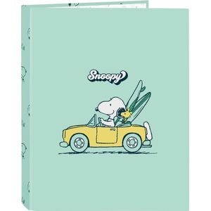 SNOOPY GROOVY Ordner met 4 ringen, ideaal voor kinderen van verschillende leeftijden, comfortabel en veelzijdig, kwaliteit en duurzaamheid, 26,5 x 33 cm, watergroen, Water Groen, Standaard, casual