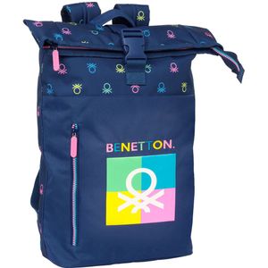 Benetton Cool 15,6 inch laptoprugzak, rugzak met klep, voor verschillende leeftijden, comfortabel en veelzijdig, kwaliteit en duurzaamheid, 28 x 13 x 42 cm, marineblauw, blauw, Navy Blauw, informeel