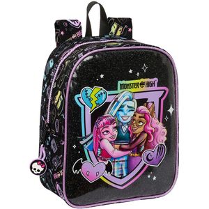 Safta MONSTER HIGH kinderrugzak, schoolrugzak, aanpasbaar aan kinderwagen, ideaal voor kleuterschool, comfortabel en veelzijdig, kwaliteit en duurzaamheid, 22 x 10 x 27 cm, zwart, Zwart, Standaard,