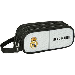 Real Madrid Pennenetui met drievoudige ritssluiting, ideaal voor kinderen van 5 tot 14 jaar, comfortabel en veelzijdig, kwaliteit en sterkte, 21 x 7 x 8,5 cm, wit/grijs, wit/grijs, Estándar, casual,
