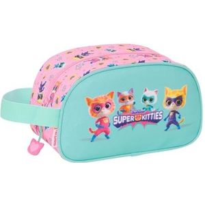 Safta Superkitties Middelgrote toilettas voor kinderen, met handvat, kindertoilettas, aanpasbaar aan de wagen, eenvoudige reiniging, comfortabel en veelzijdig, kwaliteit en duurzaamheid, 26 x 12 x 15