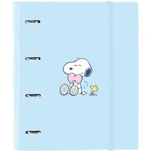 SNOOPY LOVE Ordner met 4 ringen van 35 cm met 100 DIN A4-vellen, ideaal voor kinderen van verschillende leeftijden, comfortabel en veelzijdig, kwaliteit en sterkte, 27 x 3,5 x 32 cm, lichtblauw, M,