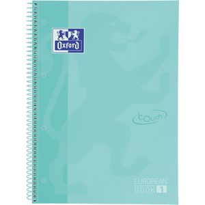 Oxford School Europeanbook - notitieboek - gekleurde rand - A4+ - lijn - 80 vel - 4 gaats - hardcover - pastel mint