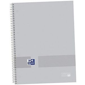 Oxford, Europeanbook 1 notitieboek, A4, geruit, 5 x 5 cm, hardcover, microgeperforeerd, 80 vellen, grijs
