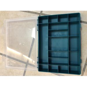 assortimentsdoos, 17 vaste compartimenten, transparant deksel, stapelbaar, 330 x 274 x 54 mm, blauw