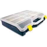 Assortimentsdoos - Blauw/Geel - Transparant Deksel - 24 Compartimenten