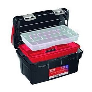 Gereedschapskist - 285x450x250mm - 3 vakken - Zwart/rood - Mod.nr. 450-E, Tayg