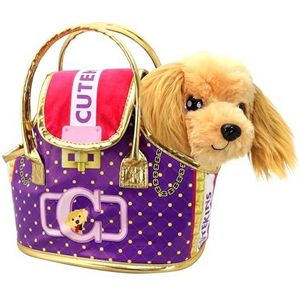 ColorBaby Valerie Doggy 47152 Pluche hond met draagtas, puppyspeelgoed, puppy's om mee te spelen, kleine pluche dieren, meisjesspeelgoed + 2 jaar