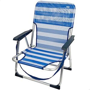 Aktive 53950 - klapstoel, strandstoel, 55 x 35 x 72 cm, klapstoel, vaste stoel van aluminium, met draaggreep om te dragen, blauw en wit gestreept, belastbaar tot 100 kg