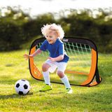 Aktive 54120 - Set van 2 voetbaldoelen, opvouwbaar, voor kinderen, afmetingen 120 x 80 x 80 cm, eenvoudige montage, zwart en oranje, draagbaar voetbaldoel, buitenspel voor kinderen