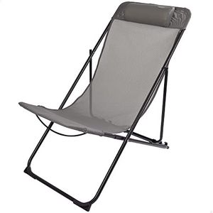 AKTIVE 61085 - Klapstoel met ligfunctie, strand, tuin, buiten, inclusief gewatteerd kussen, max. draaglast 110 kg, klapstoel voor camping, 3 posities