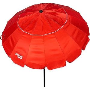 AKTIVE 62278 Strandparasol, windscherm, inklapbaar, kantelbaar, rood, Ø240 cm, met uv-bescherming 50, strandparasol