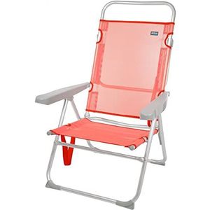 AKTIVE 62630 62630 strandstoel, inklapbaar, 63 x 57 x 99 cm, koraalrood, 5 posities, hoge stoel, zithoogte 33 cm, draaggreep, klapstoelen, licht, metaal, andere flamingo, X1