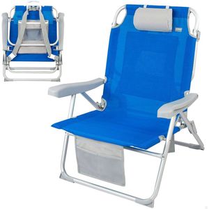 Aktive 62633 strandstoel, inklapbaar, 5 standen, draagbare klapstoel, 55 x 67,5 x 86 cm, incl. kussen, 1 tas, 1 zak met ritssluiting en kantelstopper, strandstoelen