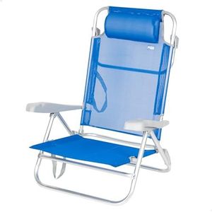 AKTIVE Strandstoel, inklapbaar, 7 standen, blauw, 47 x 49 x 82 cm, incl. gevoerde kussens, handgrepen, draagkracht 110 kg, stoelen met verstelbare rugleuning, verschillende posities (62668)